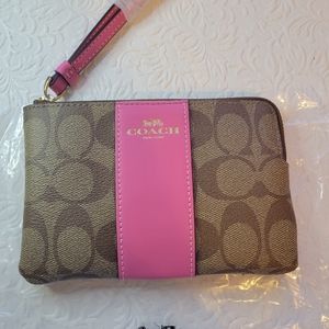 Coach signature pink wristlet